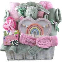 Baby girl gift hamper- cuddle time with gifts for baby and parents