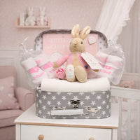 Flopsy-baby-girl-suitcase-with-baby-essentials-and-plaque