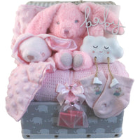 Baby Girl Gift Hamper Two Little Bunnies and Baby Essentials