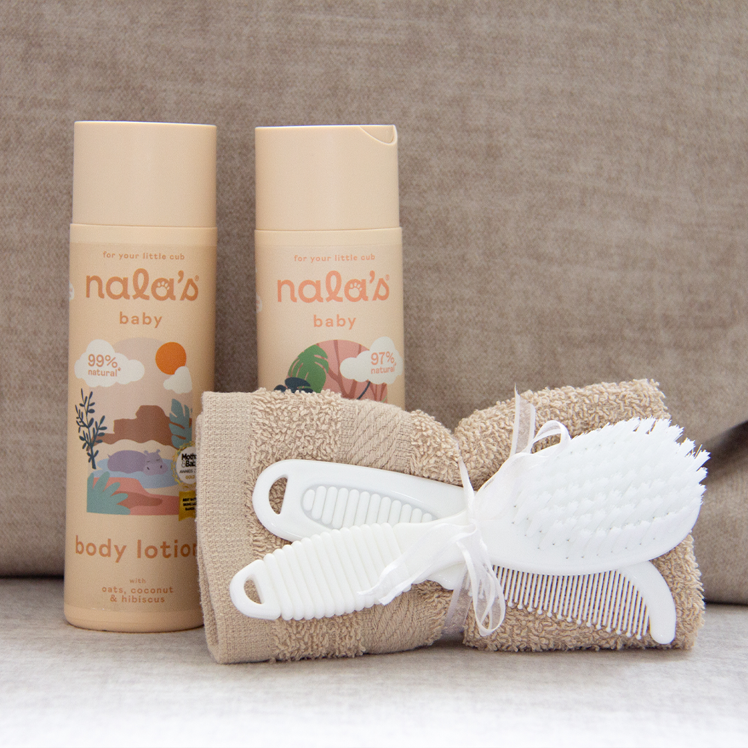 Beige Wash Cloth And Brush Nalas Bath Products