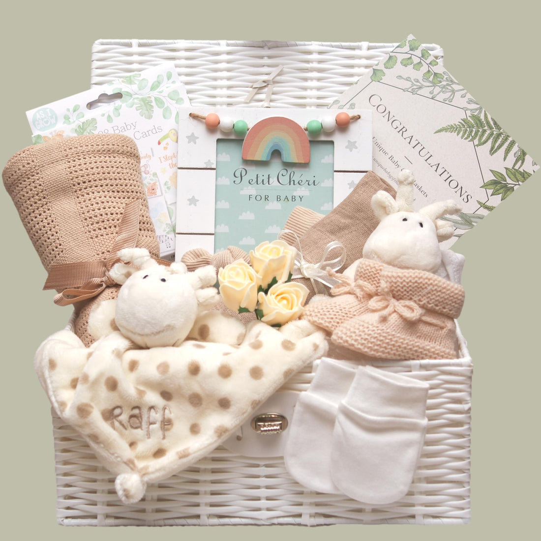Unisex baby gift hamper including lots of essentials