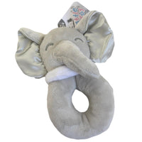 Grey and White Elephant Ring Rattle