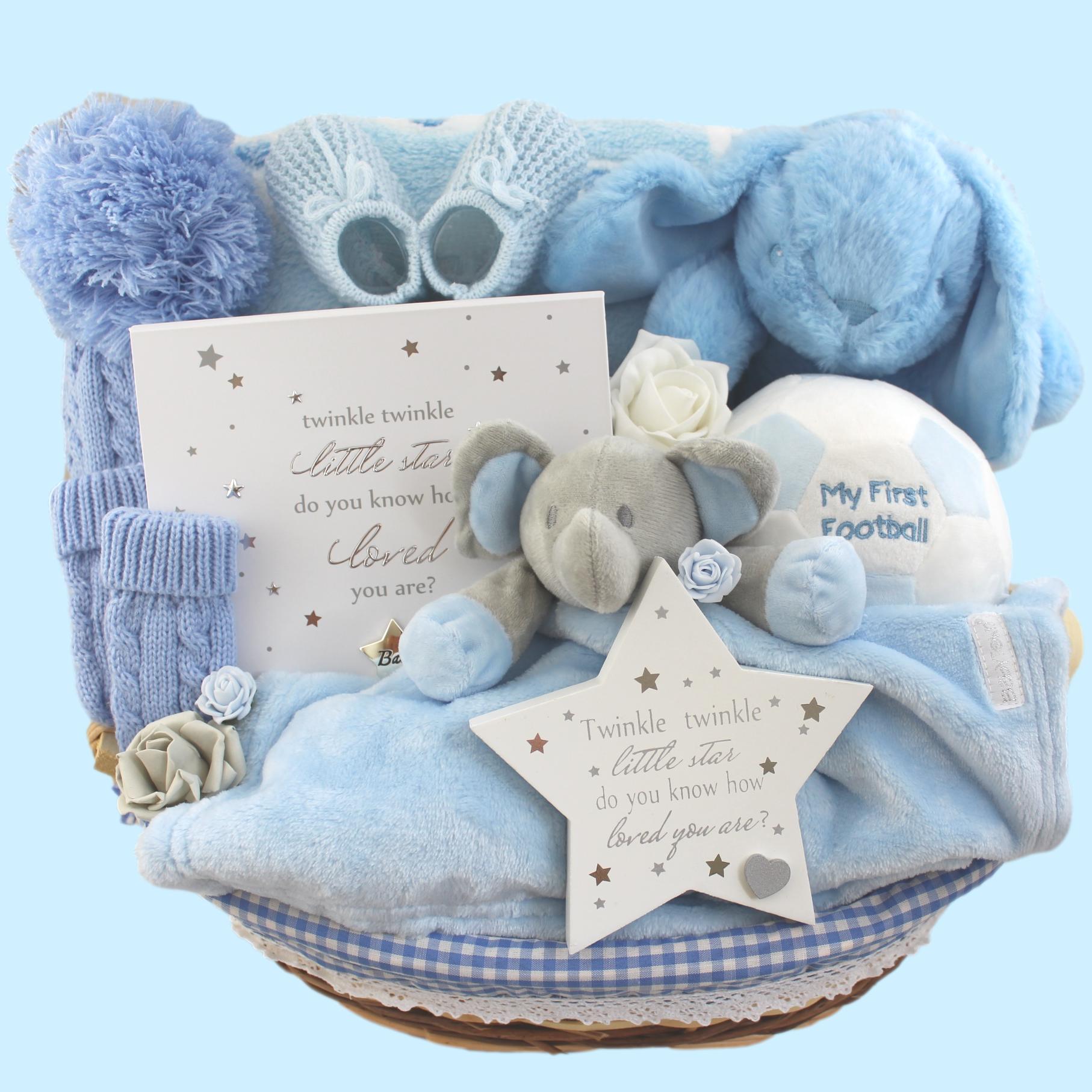 Welcome Little One Luxury Baby Boy Gift Basket – Unique Baby Gift Baskets