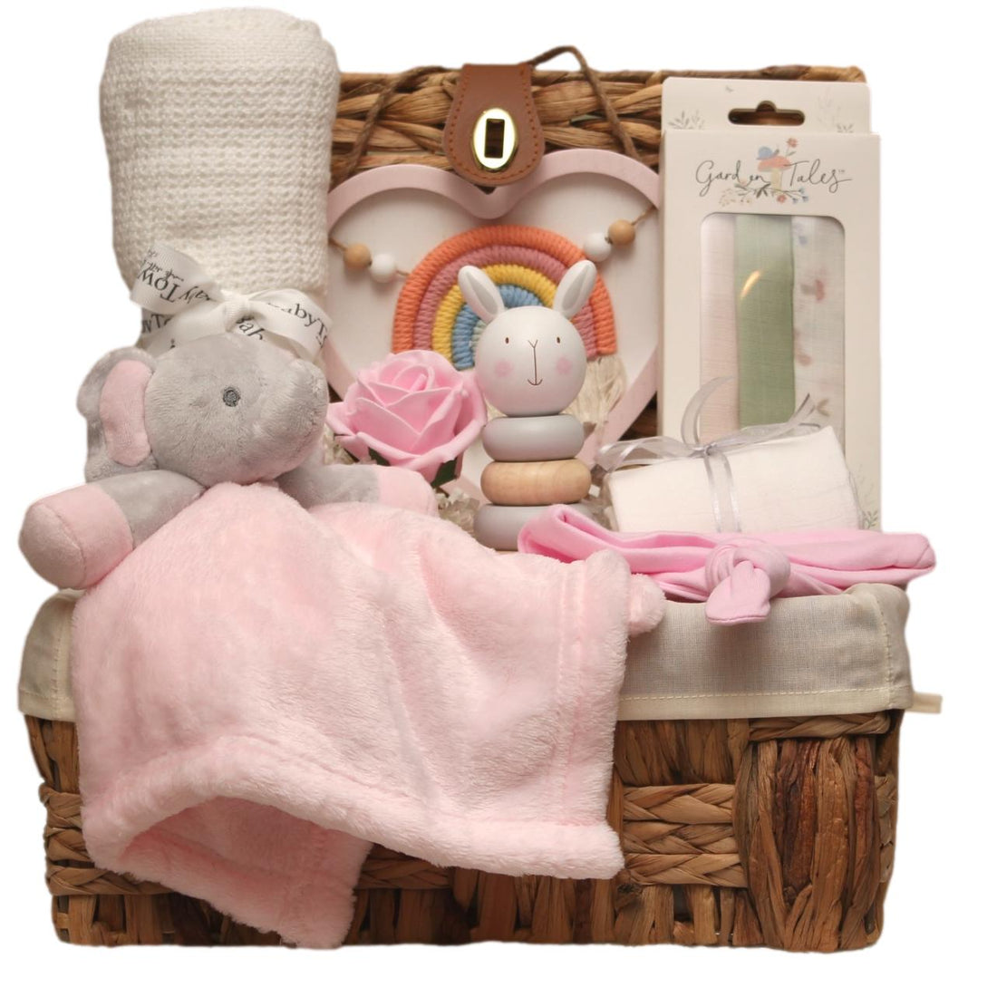 Baby girl elephant hamper with baby essentials