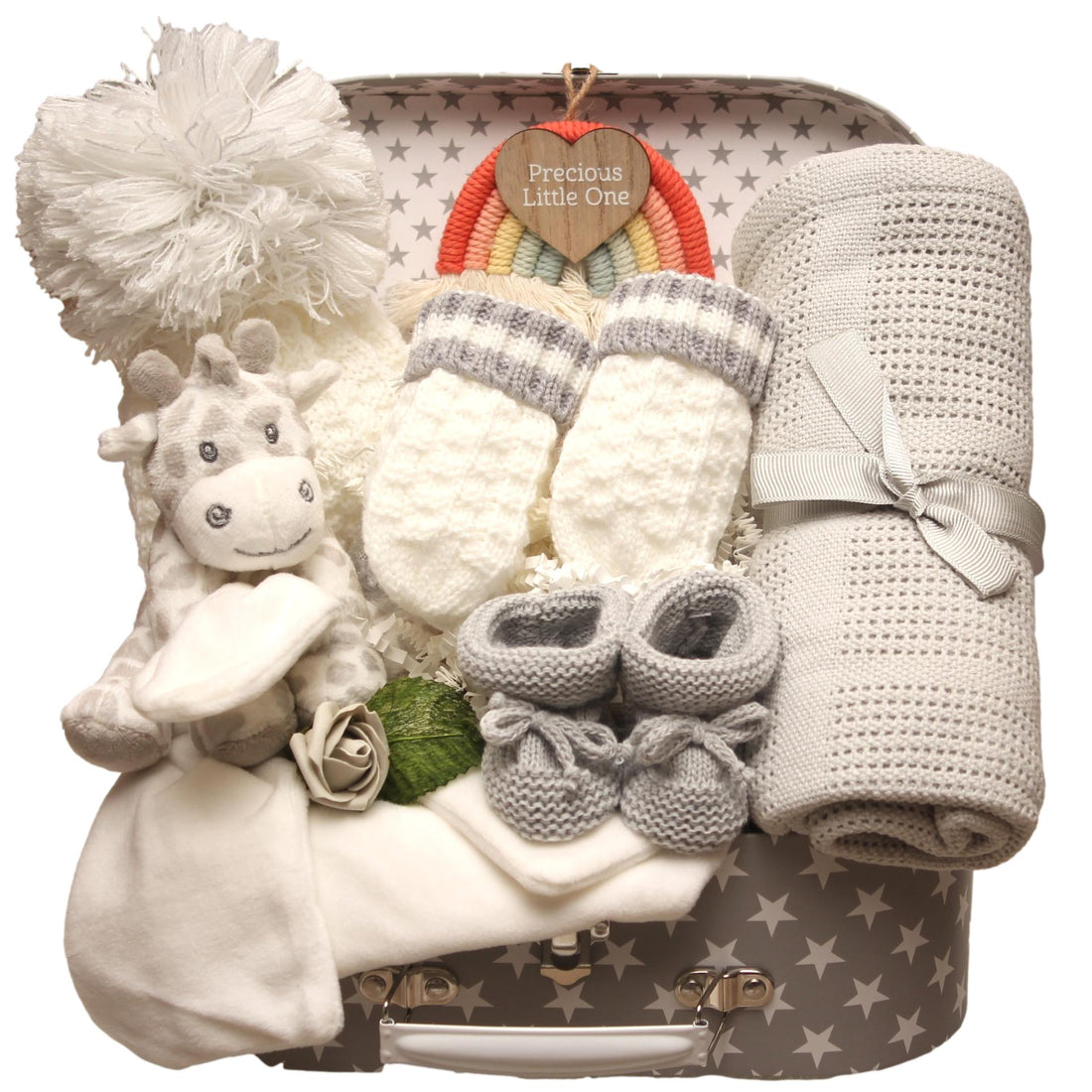 Luxury Unisex Newborn Baby Gift Hamper with Rowan the Giraffe- Neutral Baby Shower Gift
