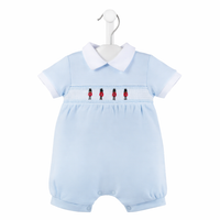 Baby boy romper with soldiers in blue 