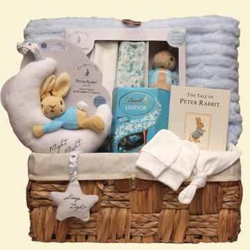 Peter rabbit baby boy gift hamper with baby essentials 