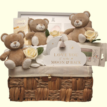 Triplet hamper full of baby essentials and a gift for the new parents 
