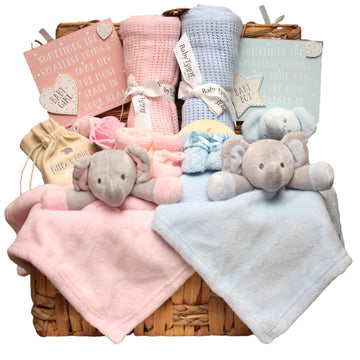 Twin Baby Gift Hamper for Boy & Girl- Newborn Pink and Blue Luxury Set