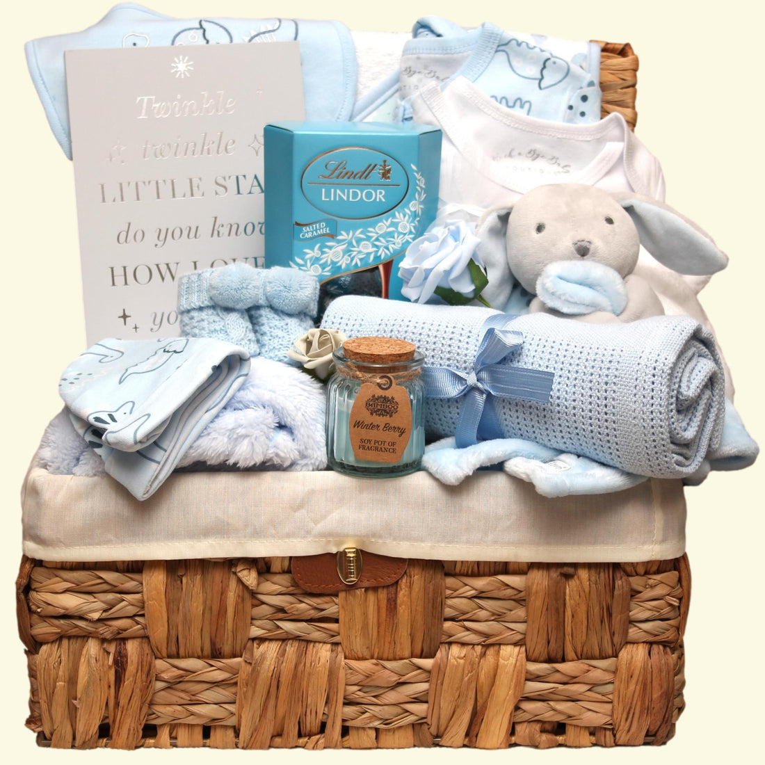 Baby boy gift hamper and chocolates for the mum