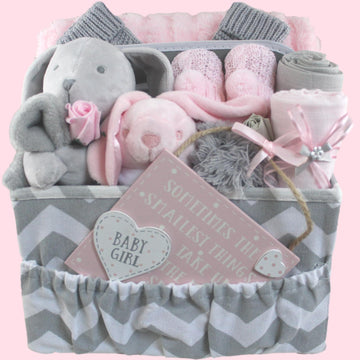 Baby Girl Packed Nappy Caddy Organiser with Keepsake