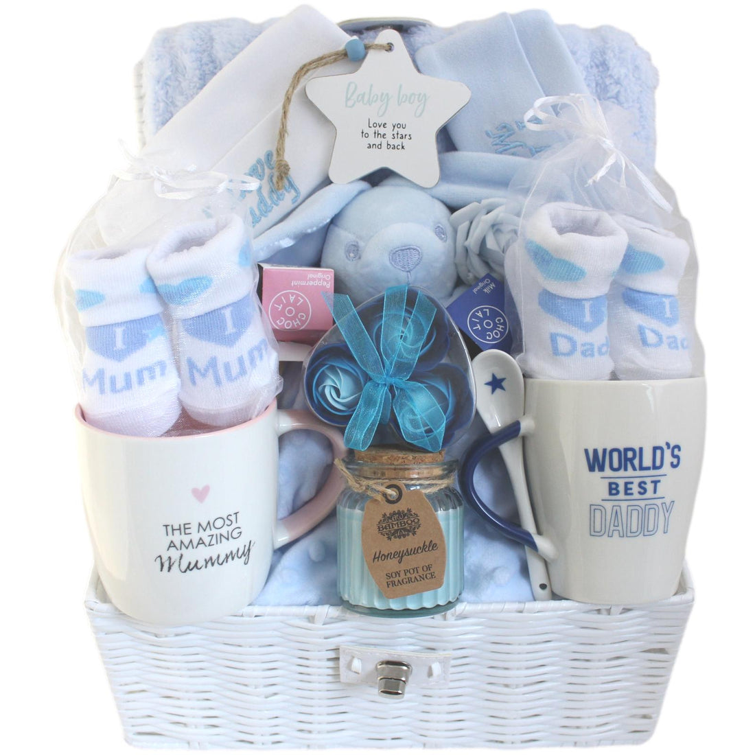 Mummy, Daddy and Baby Boy Pamper Hamper - New Arrival