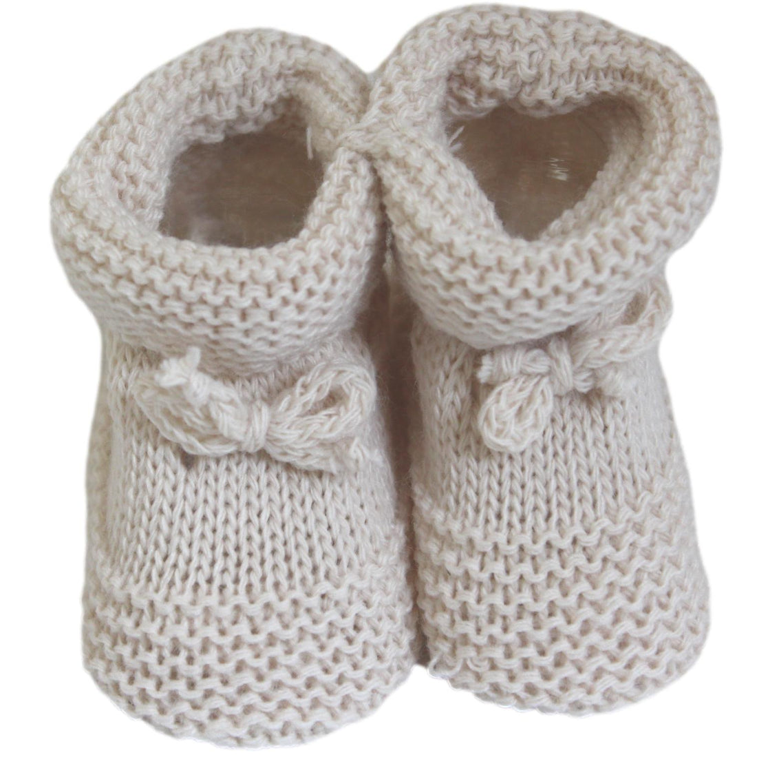 Biscuit Unisex Baby Booties with a Bow Finish