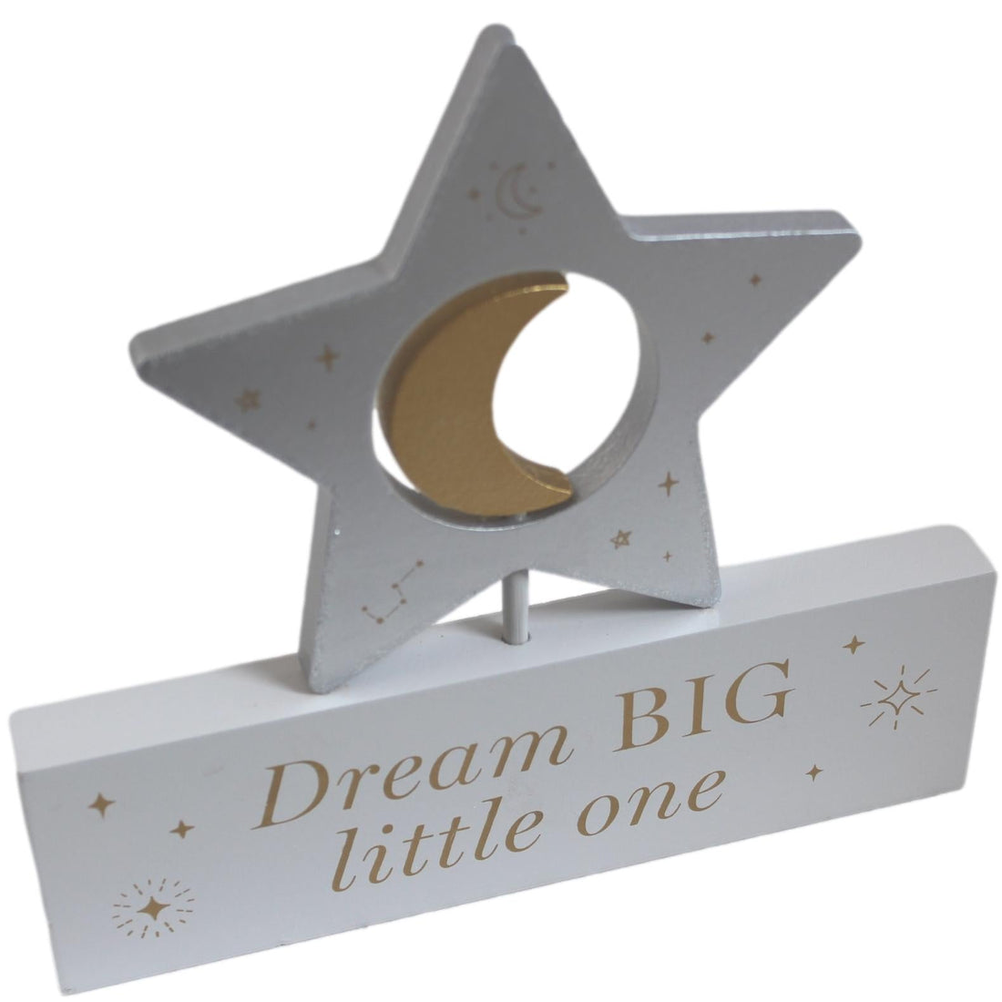 Dream Big Little One Unisex Baby Plaque Silver and Gold