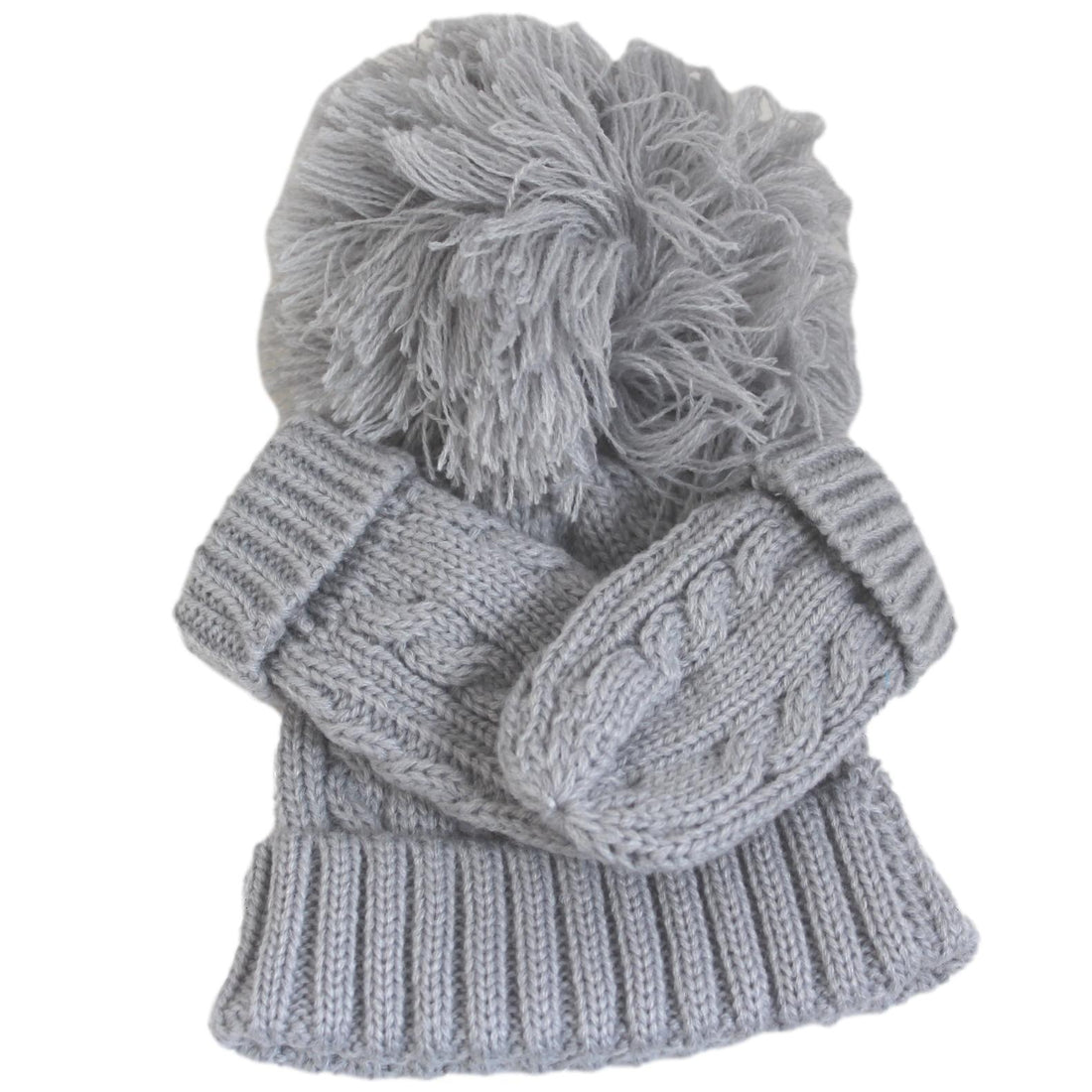 Grey Bobble Hat and Mittens