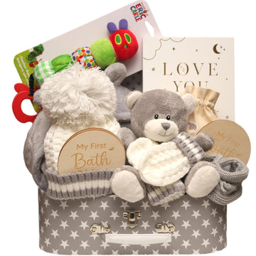 The Grey Edit Unisex Baby Hamper- Luxury Gender Neutral Newborn Gift & Baby Shower Set