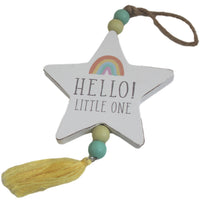 Hanging Rainbow Hello Little One Baby Plaque