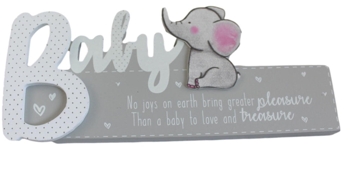 Hugs and Kisses Elephant Baby Keepsake Plaque