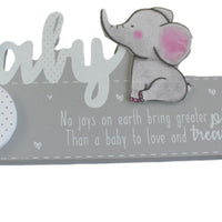 Hugs and Kisses Elephant Baby Keepsake Plaque