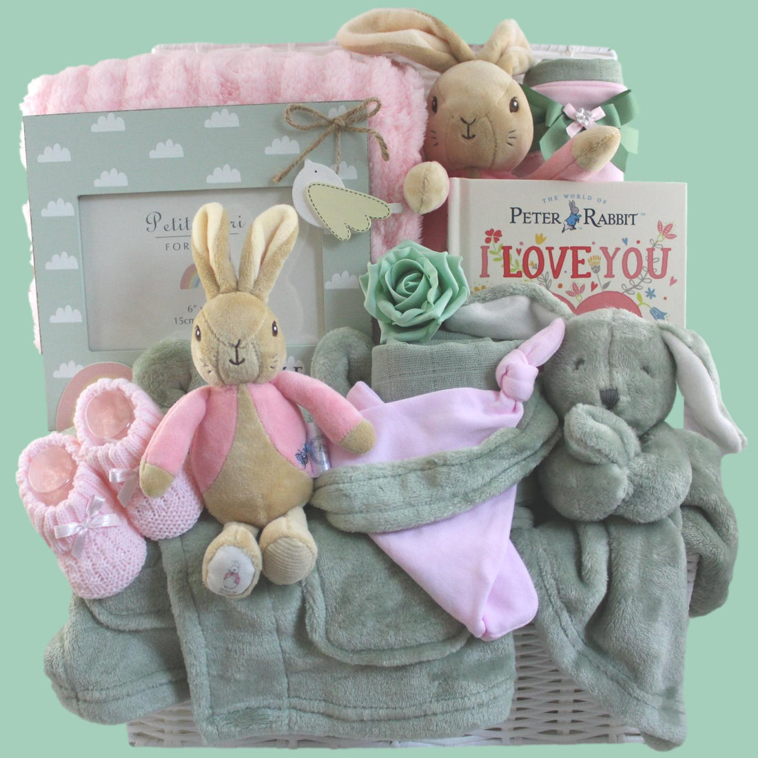 Luxury Double Flopsy Bunny Baby Girl Gift Hamper