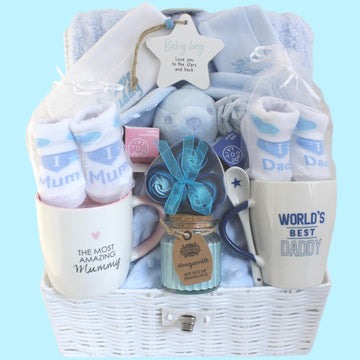 Mummy, Daddy and Baby Boy Pamper Hamper New Arrival