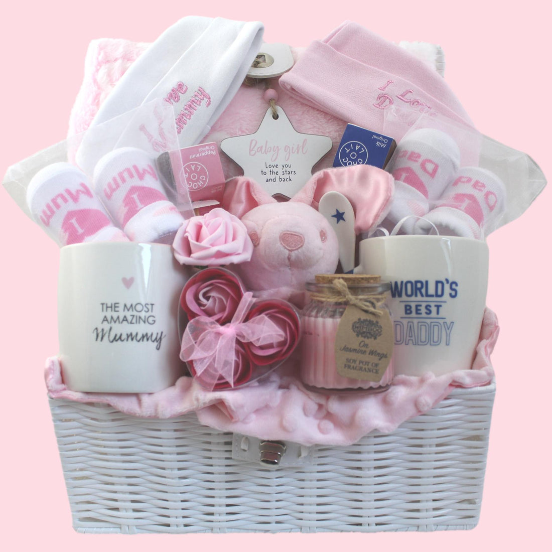 Mummy, Daddy and Baby Girl Pamper Hamper New Arrival
