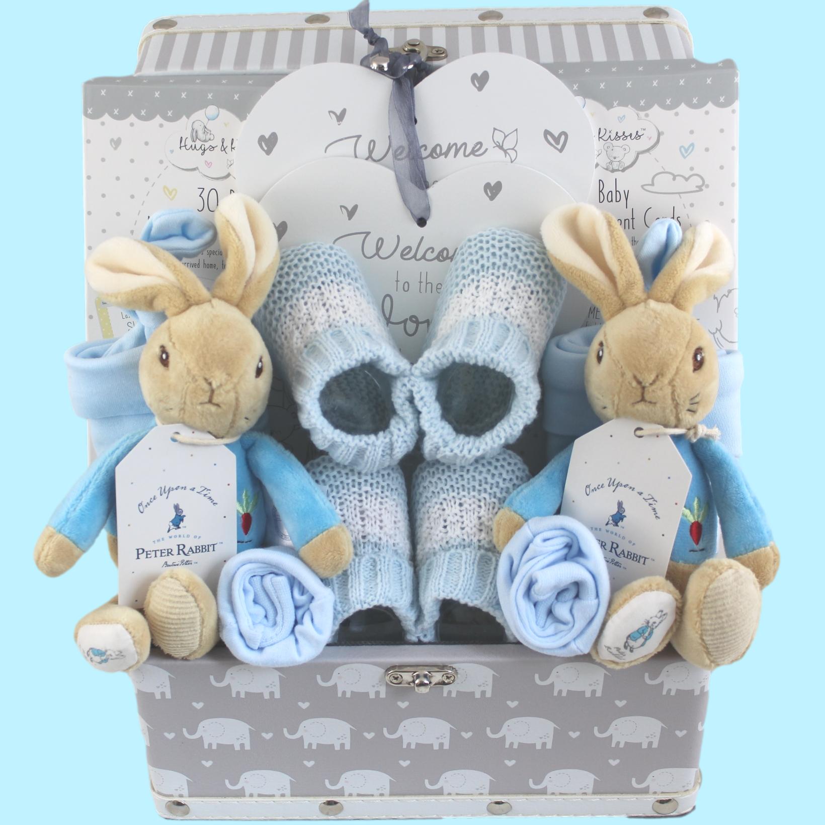 Peter Rabbit Baby Gift Hamper for Twin Boys Unique Baby Gift Baskets