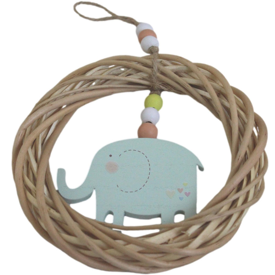 Petit Cheri Wicker Elephant Baby Keepsake Plaque