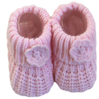 Pink Baby Girl Flower Booties