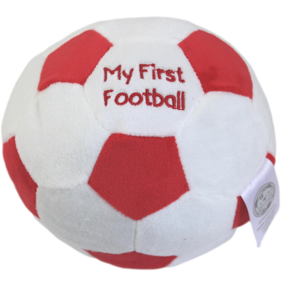 Red and White First Football Rattle Toy for a Baby Boy