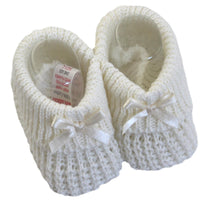 Cream Crocheted Unisex Baby Booties