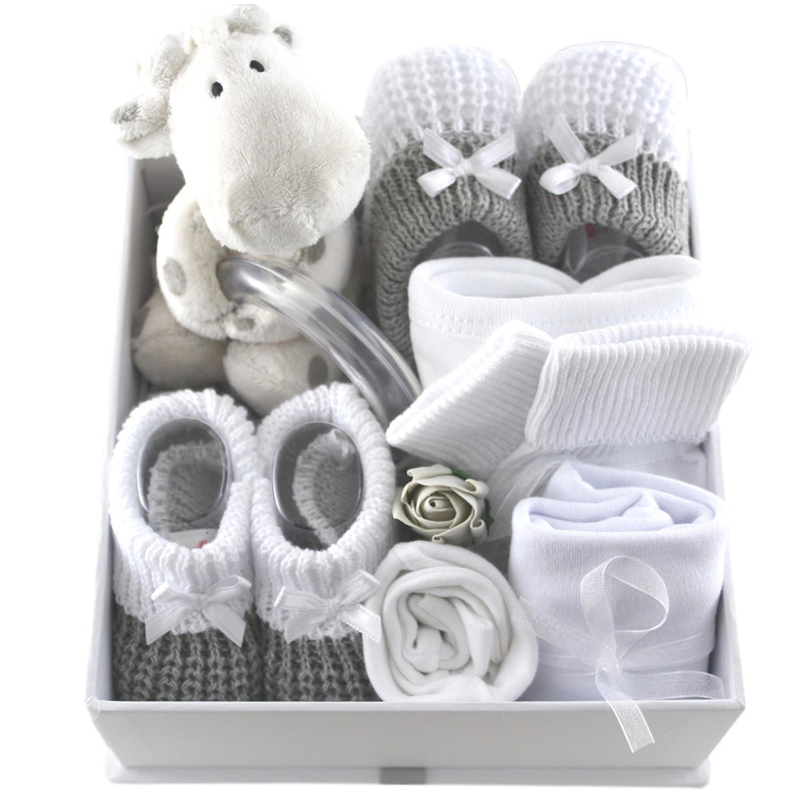 Diddles White and Silver Unisex Baby Gift Set with Memory Box
