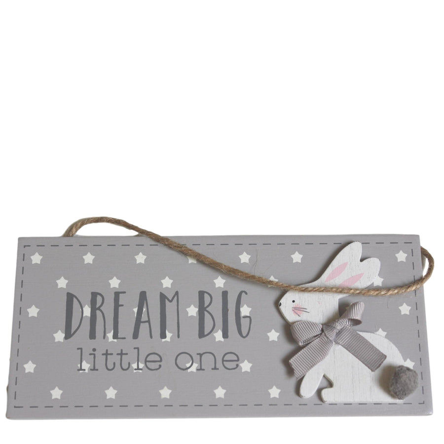 Dream Big Little One Bunny Baby Plaque