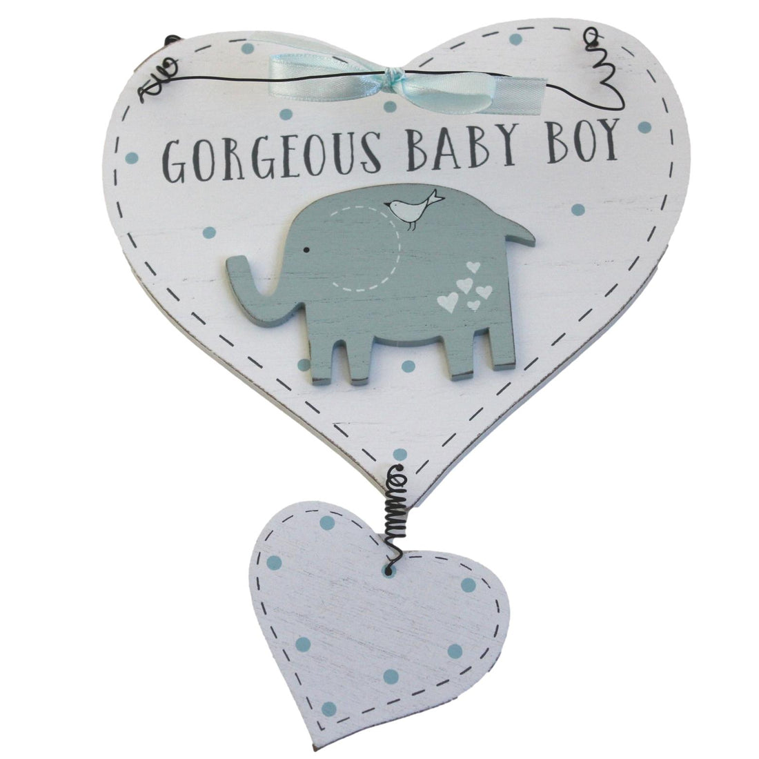 Gorgeous Baby Boy Double Heart Plaque