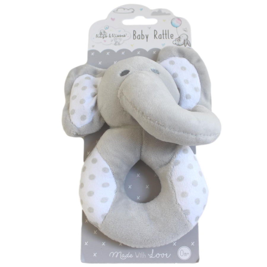 Grey and White Spotty Elephant Rattle
