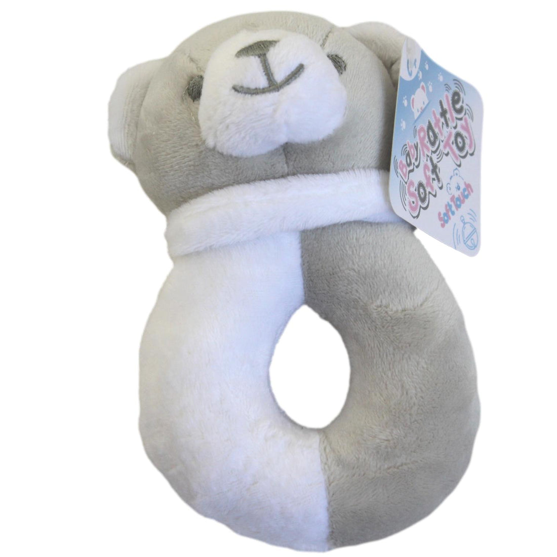 Grey and White Teddy Rattle