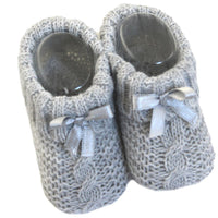 Grey Cable Knit Baby Booties
