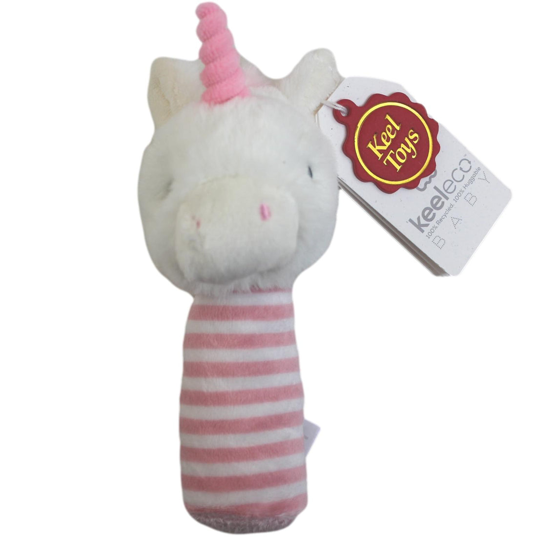 Keel Eco Unicorn Plush Stick Rattle for a Baby Girl