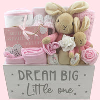 Luxury Double Flopsy Bunny Baby Girl Gift Basket