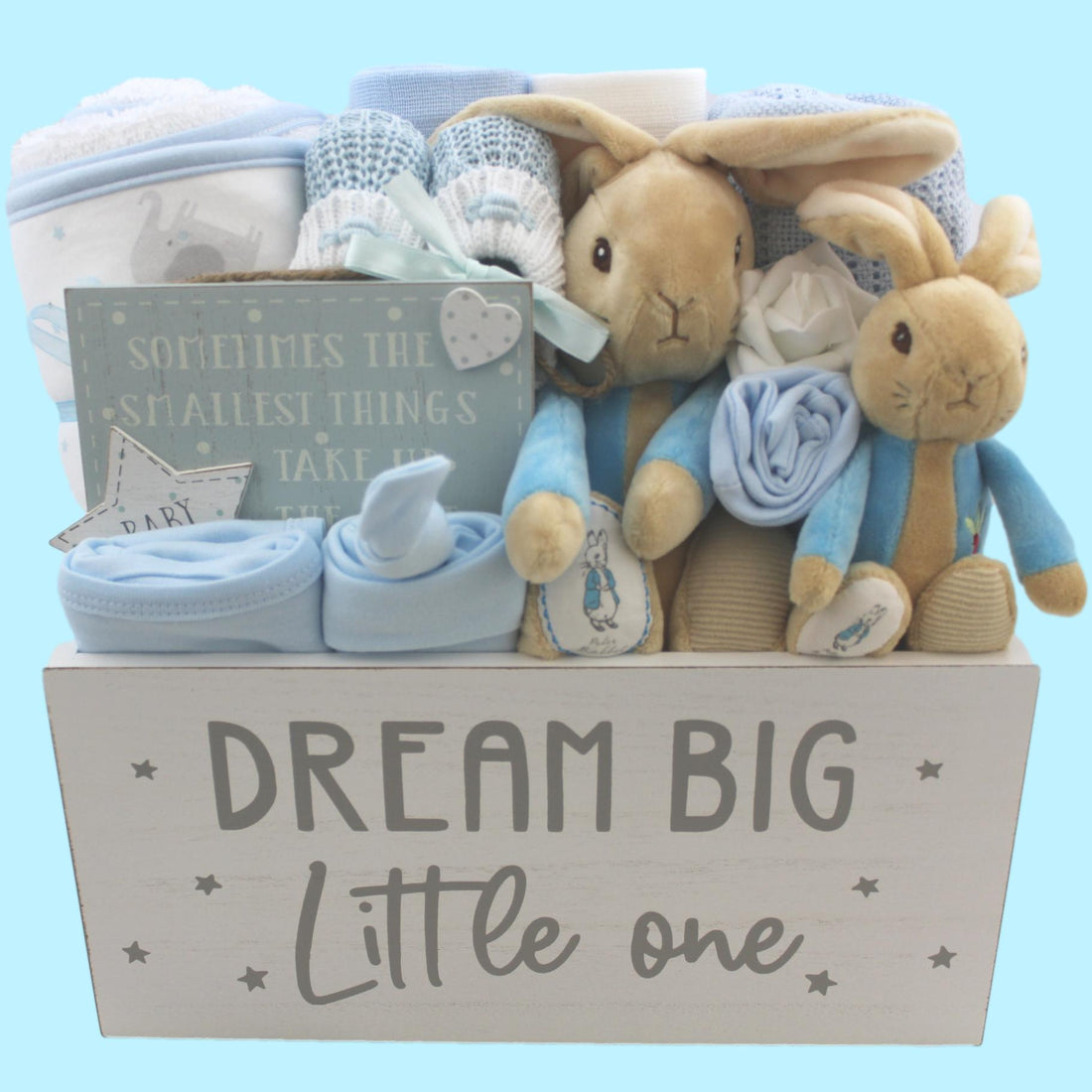 Luxury Double Peter Rabbit Baby Boy Gift Basket