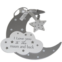 Moon and Stars Hanging Baby Plaque