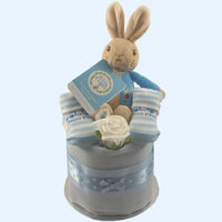 Peter Rabbit Baby Boy Nappy Cake with Booties