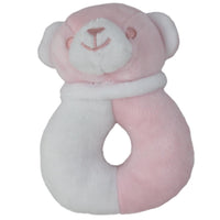 Pink and White Teddy Ring Rattle