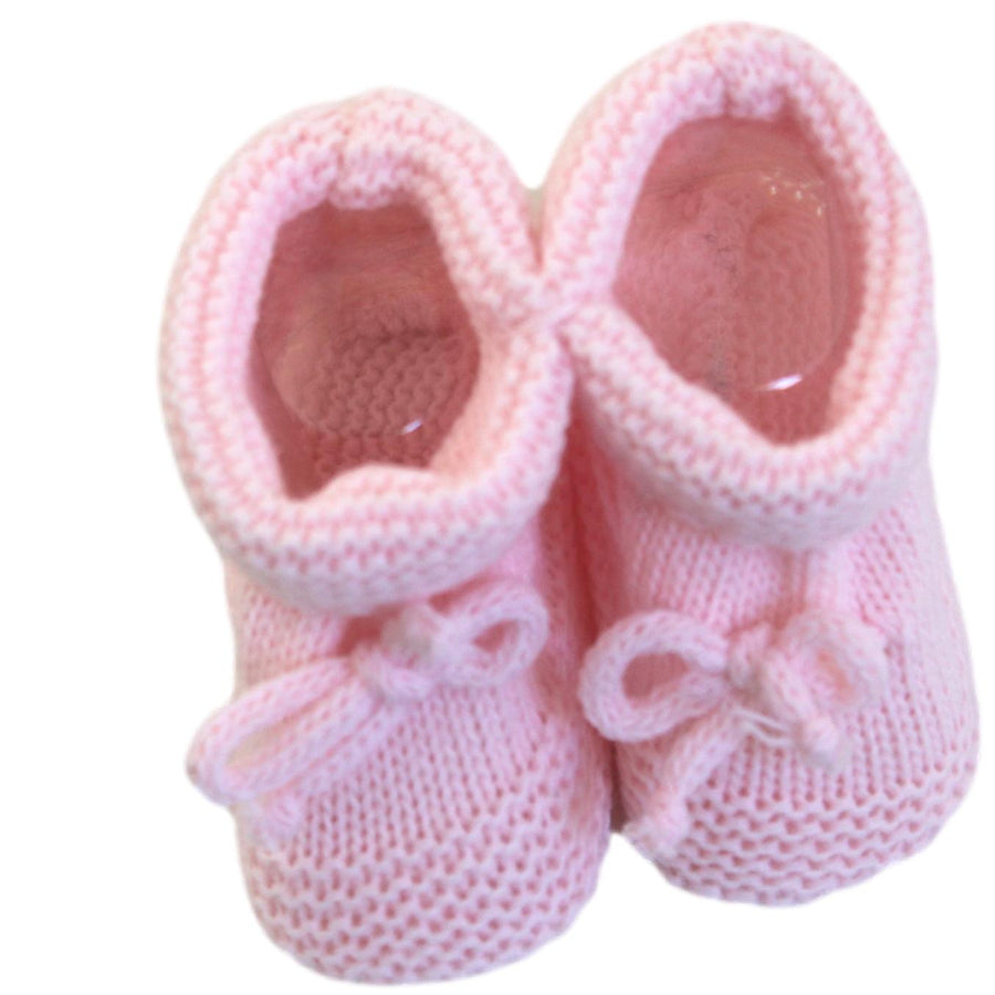 Pink Knitted Baby Girl Tie Booties