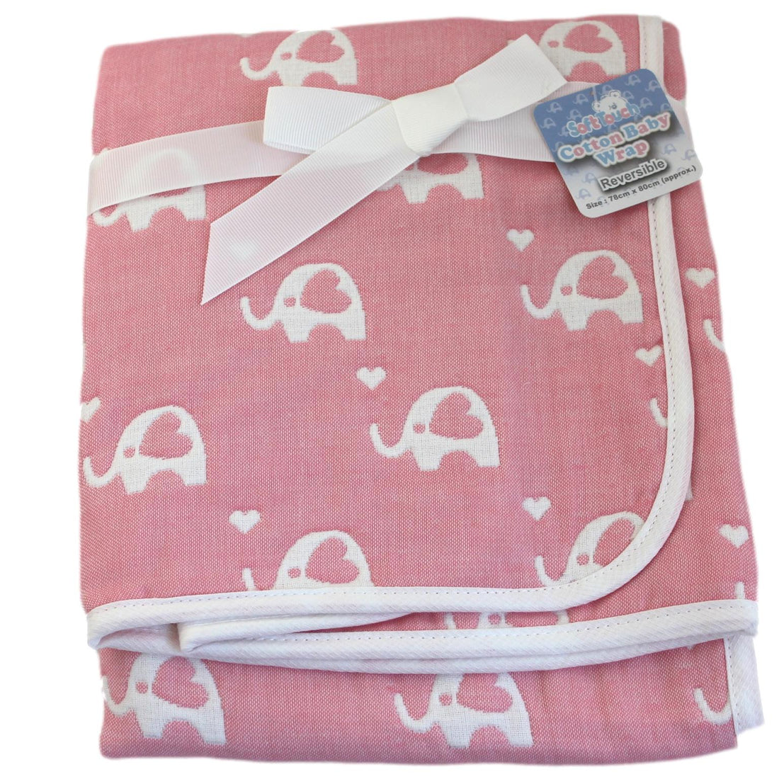 Reversible Pink Cotton Elephant Baby Wrap