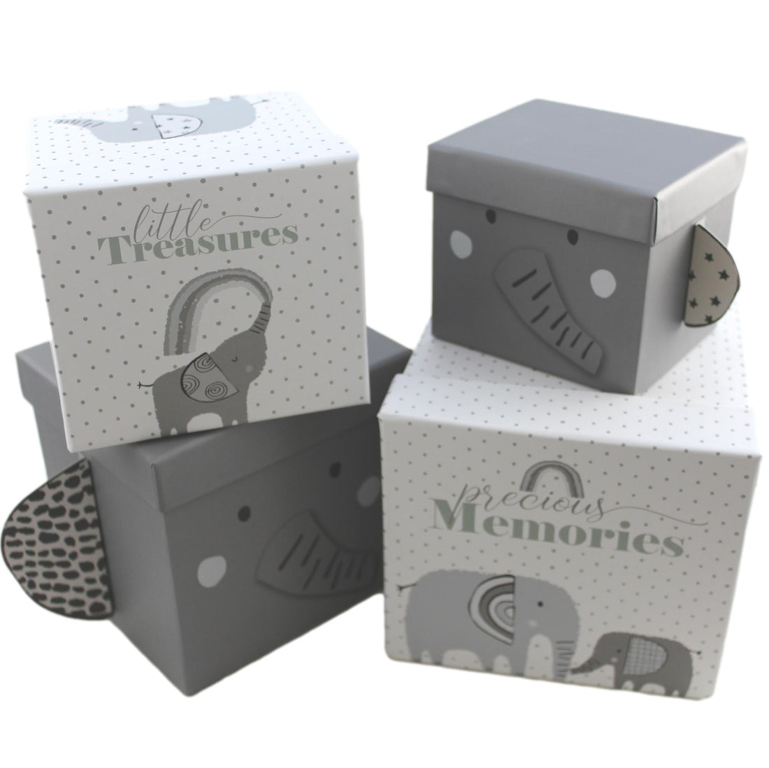 Set of 4 Elephant Stacking Baby Gift Boxes