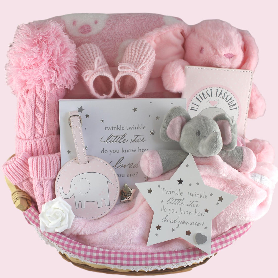 Welcome Little One Luxury Baby Girl Gift Basket – Unique Baby Gift Baskets