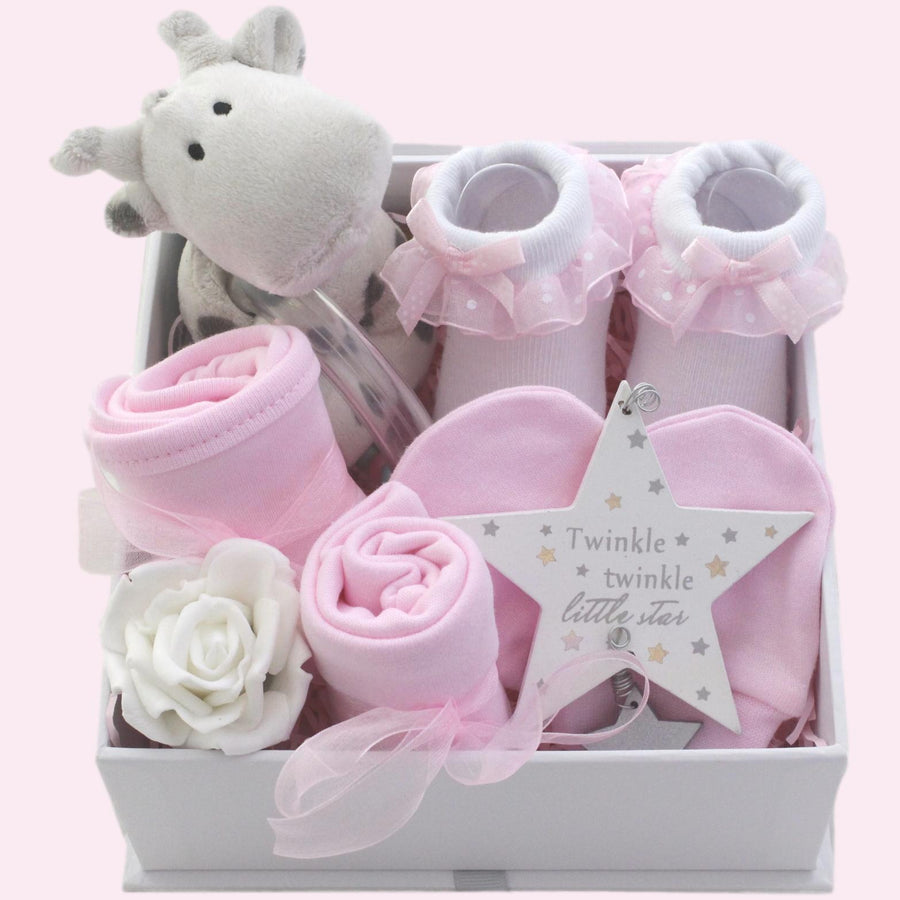 White and Silver Baby Girl Gift Set with Keepsake Box