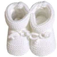 White Knitted Unisex Baby Booties